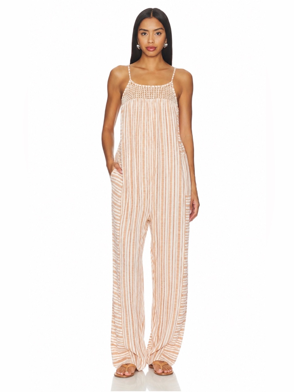 Agua Bendita Creta Lula Striped Jumpsuit size S